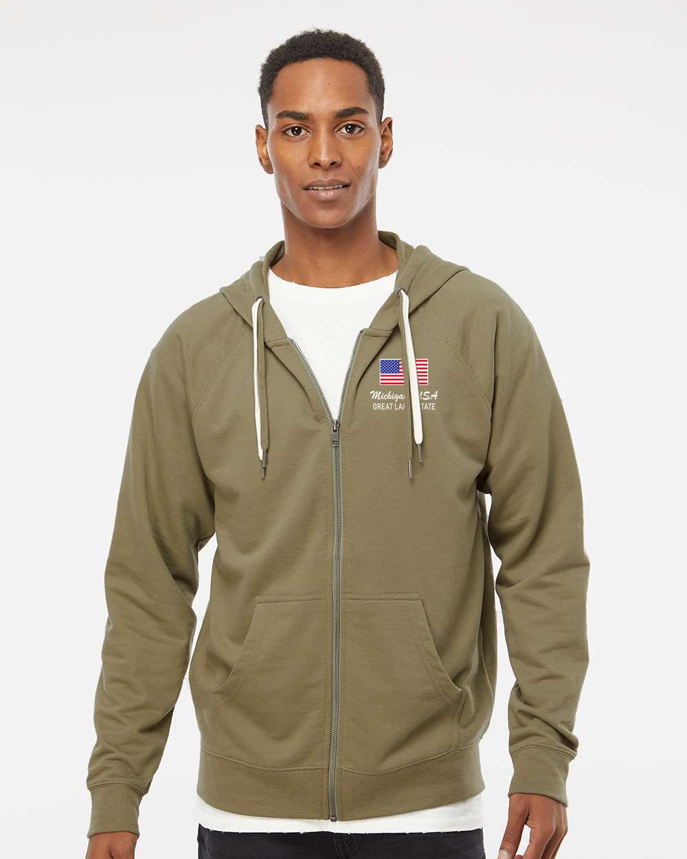 Michigan USA Icon Lightweight Loopback Terry Full-Zip Hooded Sweatshirt