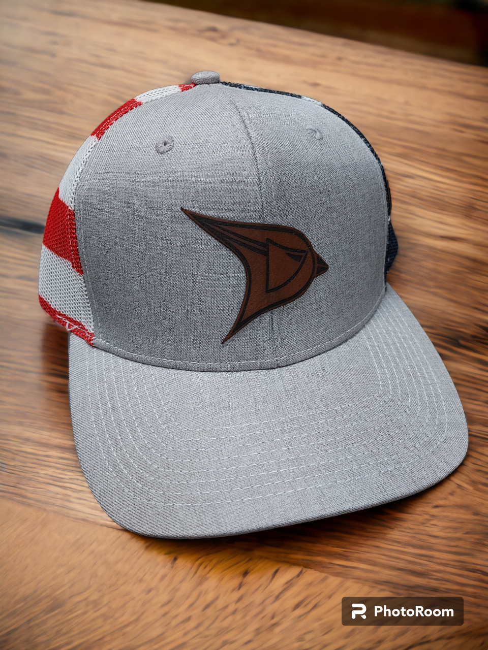 Davison Leather Patch Flag Mesh Snapback Hat