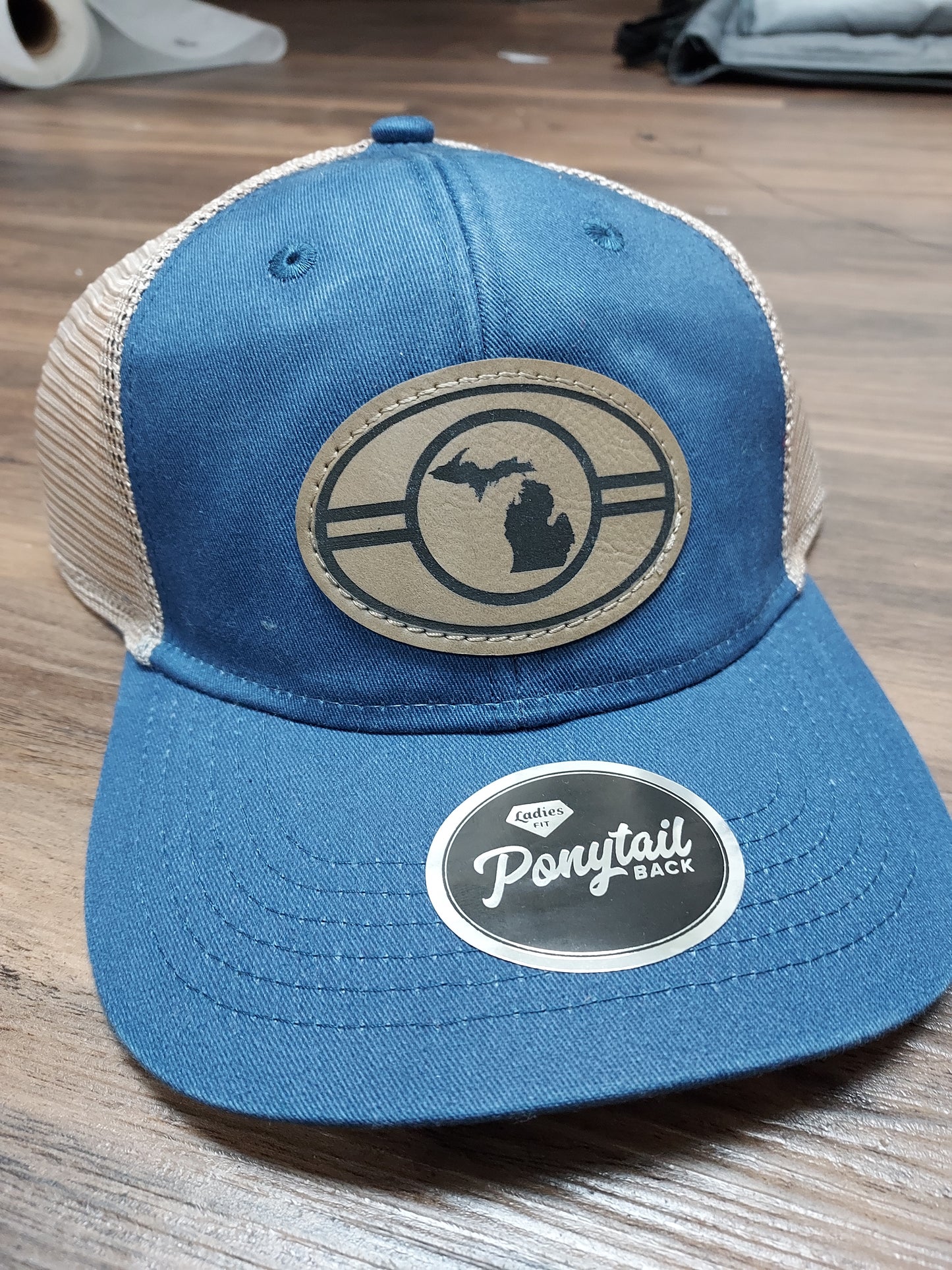 Michigan Circle Patch PONY TAIL Women's Cap