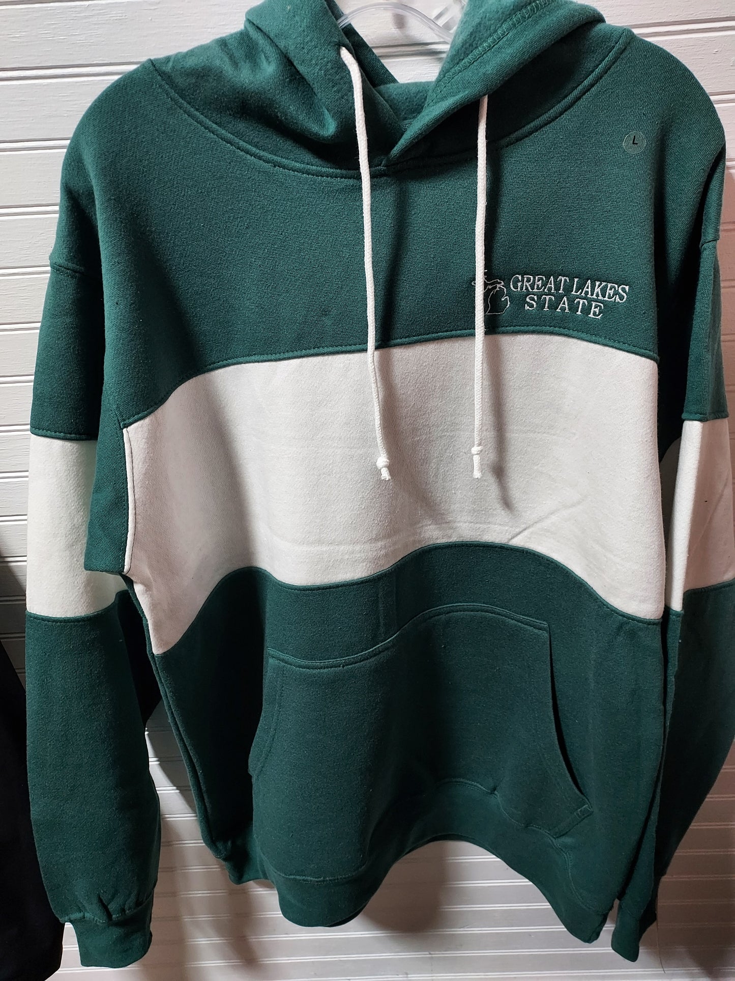 Great Lakes State Mallard Green Classic Fleece Colorblocked Hooded Sweatshirt