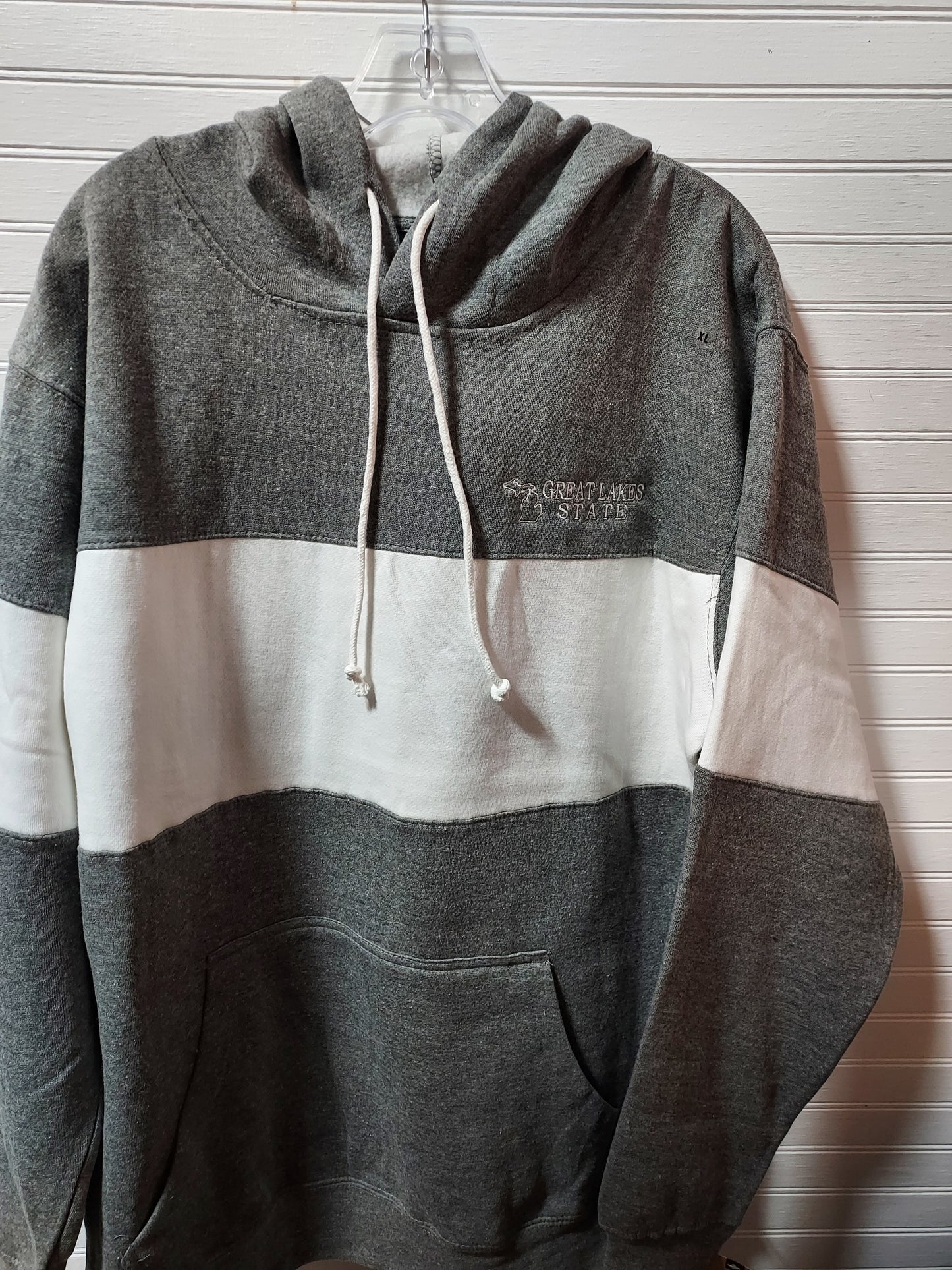 Great Lakes State Graphite Classic Fleece Colorblocked Hooded Sweatshirt