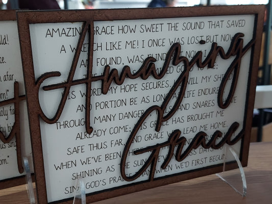 Amazing Grace Lyrics Wood Display 5x7