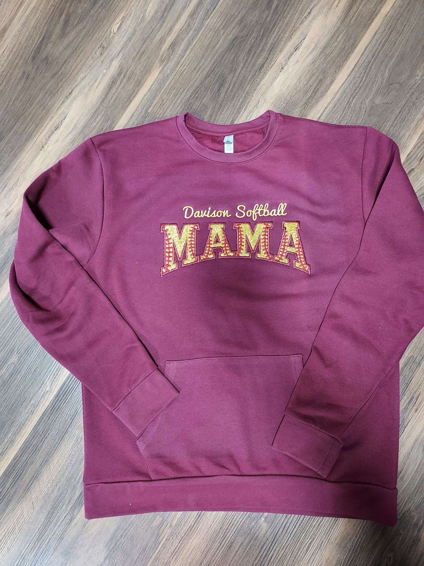 Davison Softball MAMA Glitter Unisex Santa Cruz Pocket Sweatshirt