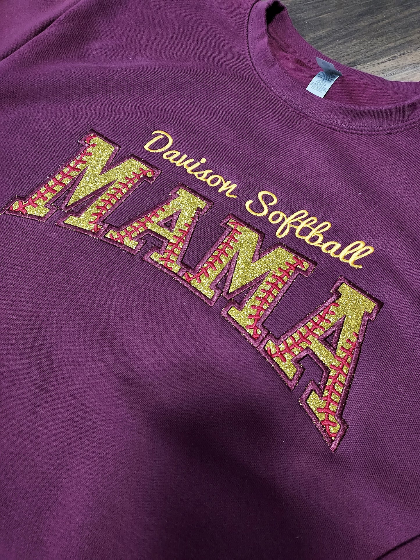 Davison Softball MAMA Glitter Unisex Santa Cruz Pocket Sweatshirt