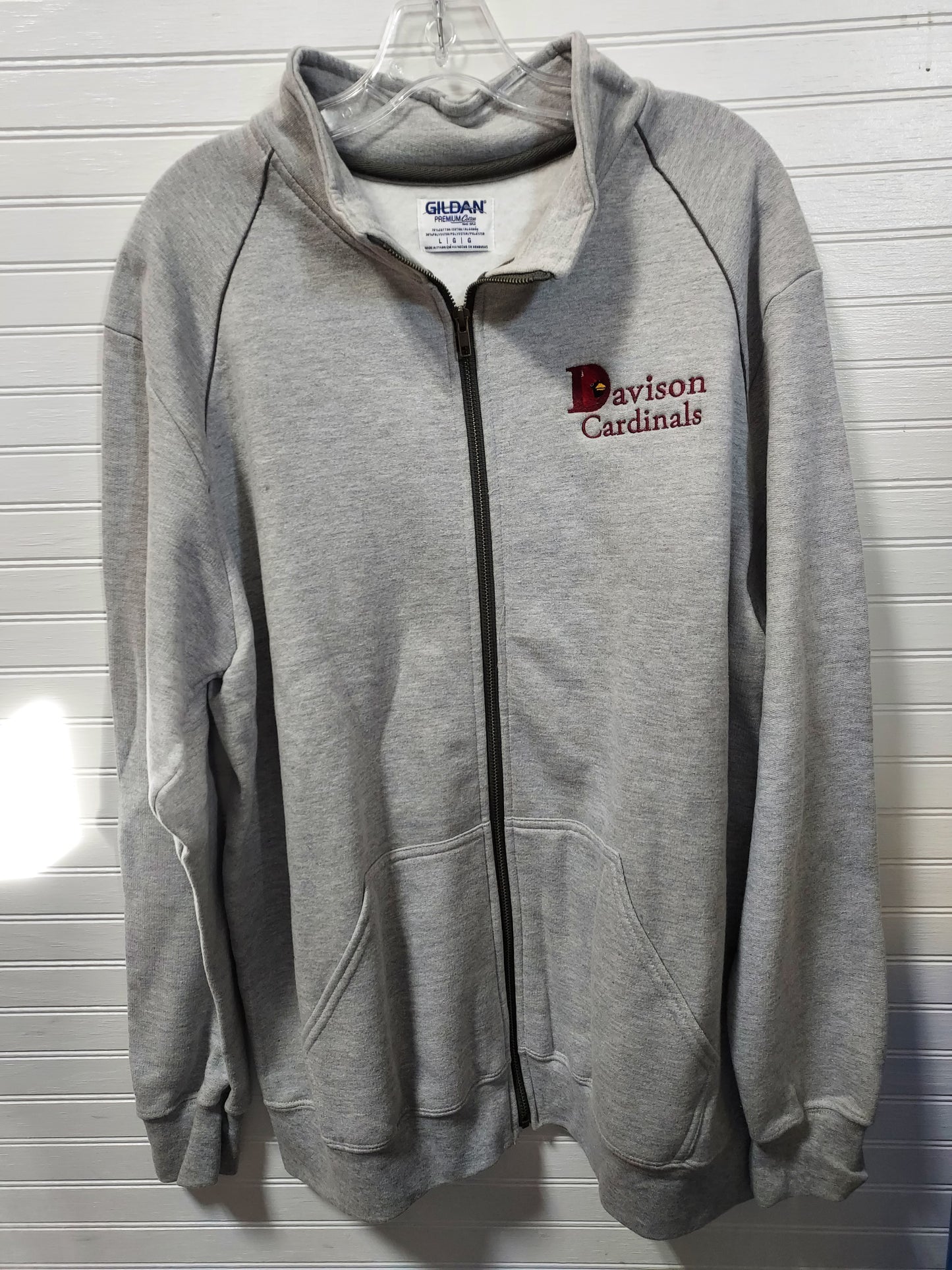 Davison Cardinals Full Zip Cadet Collar Sweatshirt