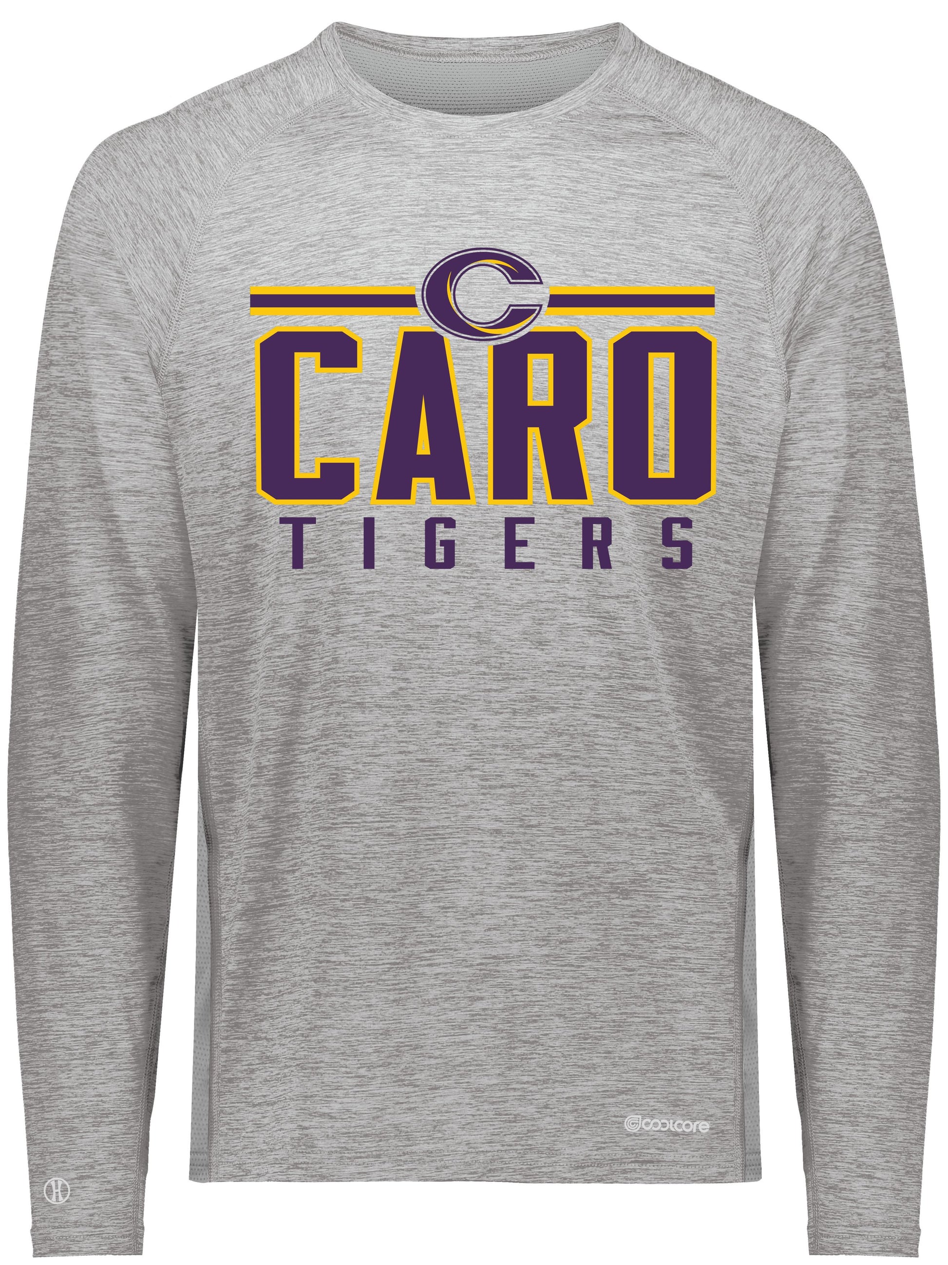 Caro Block Font Electrify Cool Core Long Sleeve Tee - Schall