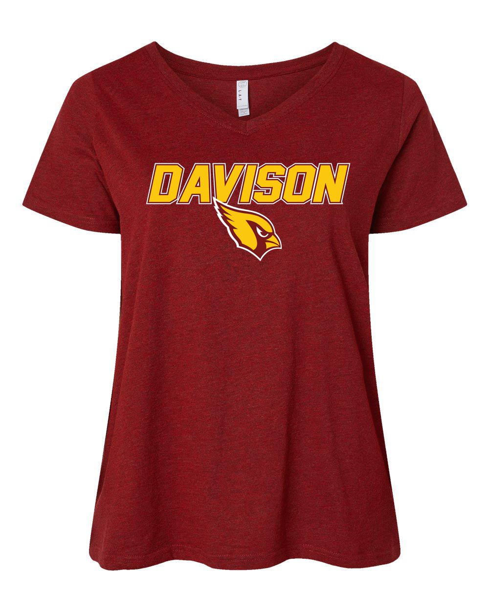 Davison Cardinals Curvy Collection Women's Fine Jersey V-Neck Tee