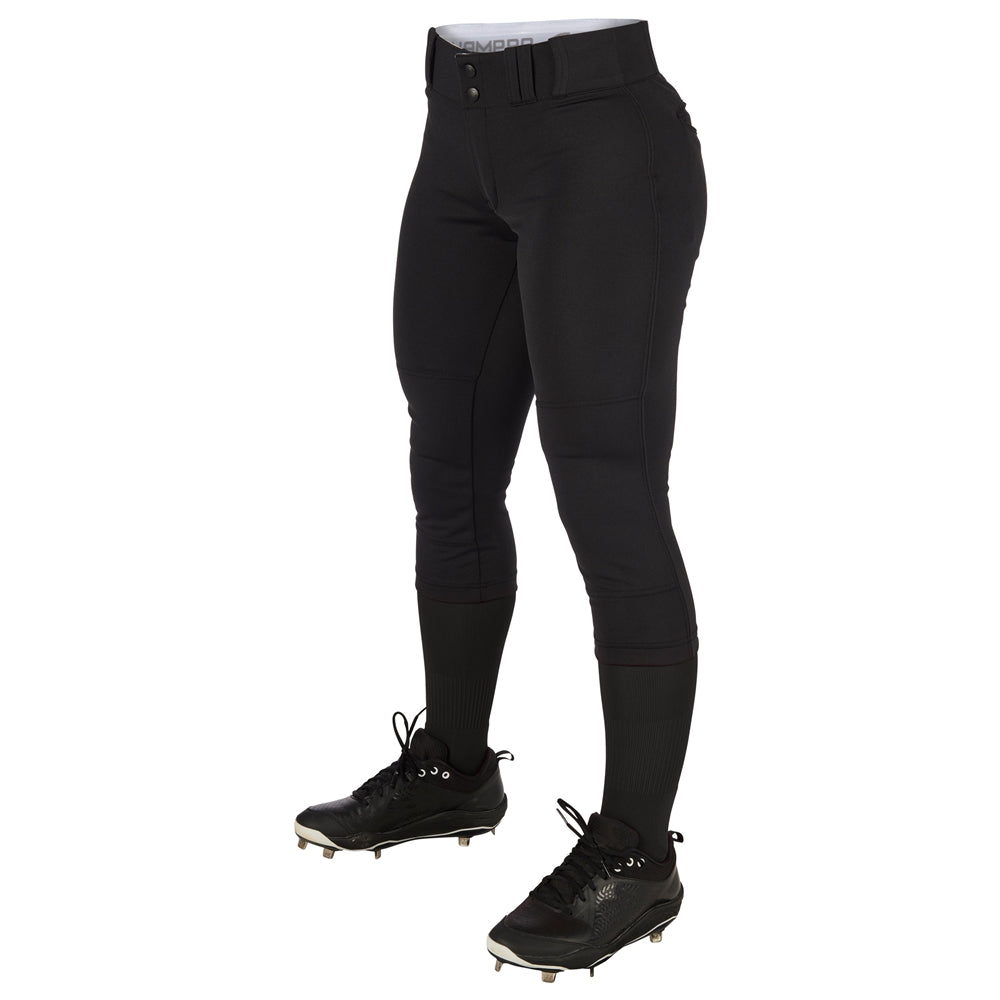 Girls/Ladies Black Tournament Style Low Rise Softball Pant