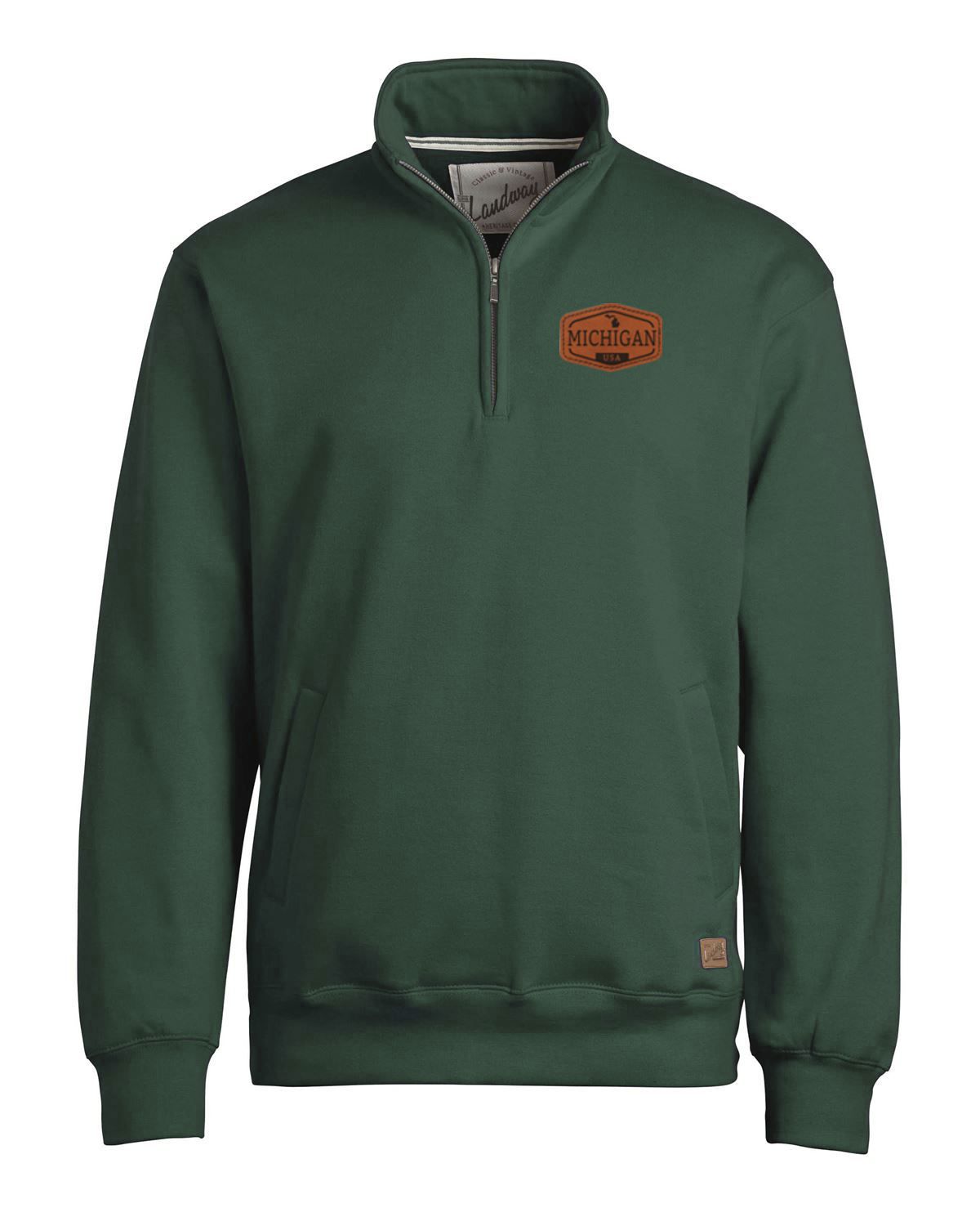 Michigan Faux Leather Patch Rockridge 1/4 Zip