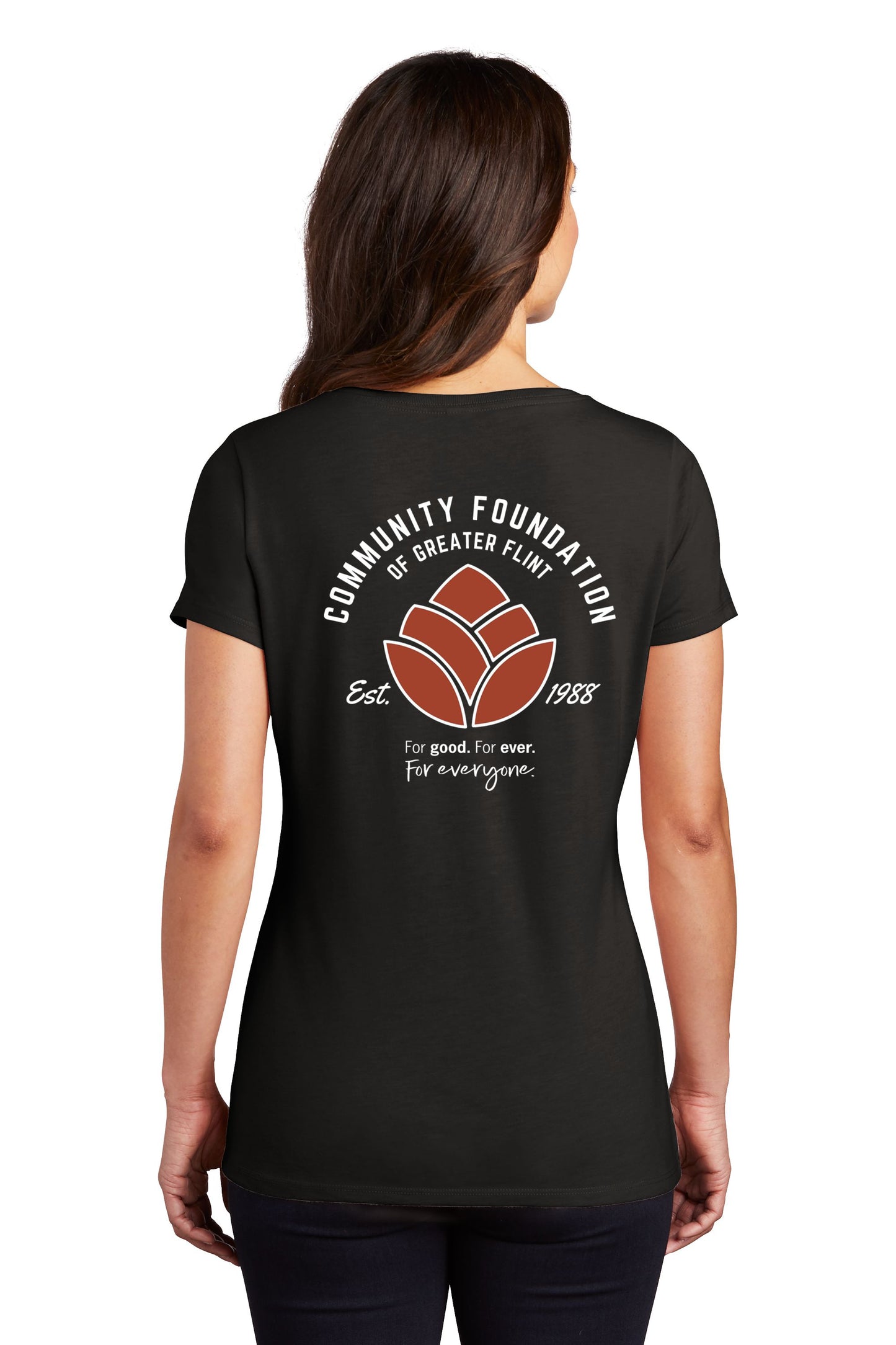 Community Foundation of Greater Flint Soft Feel Ladies V-Neck Tee (LC)