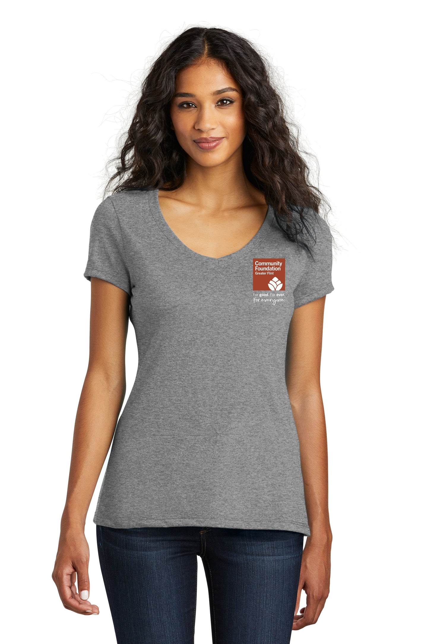 Community Foundation of Greater Flint Soft Feel Ladies V-Neck Tee (LC)