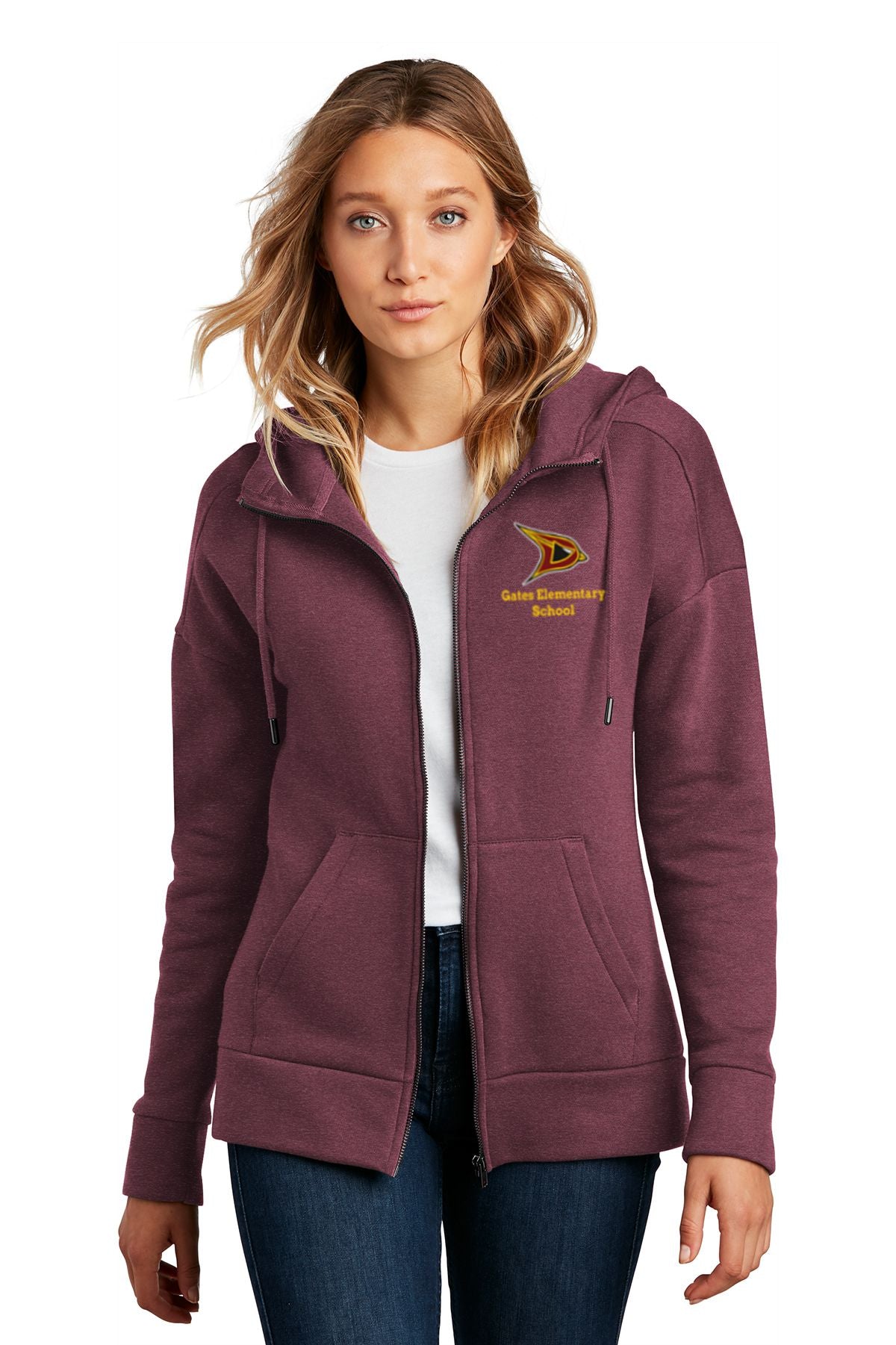 Gates Elementary Women’s Fleece Drop Shoulder Full-Zip Hoodie