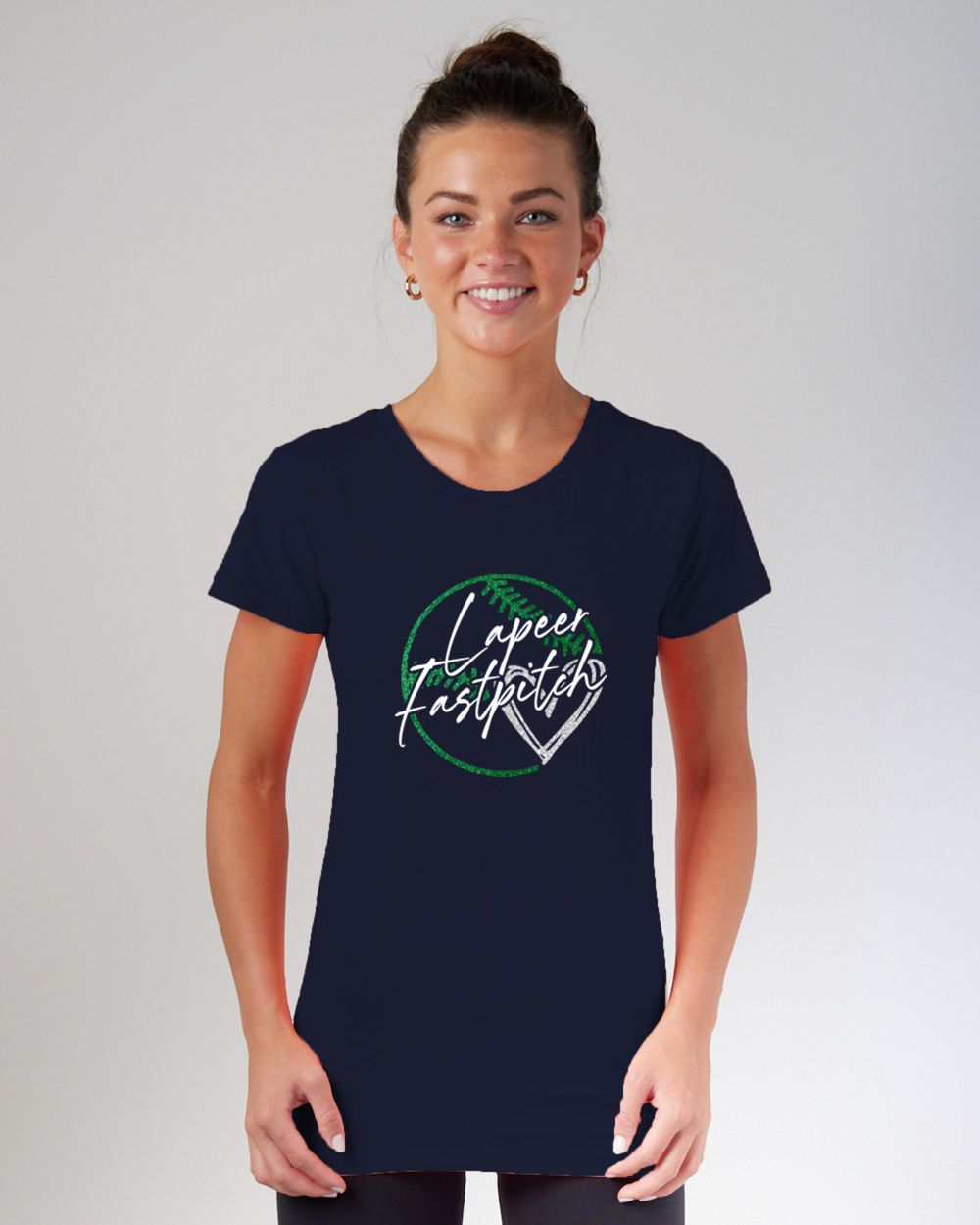 Lapeer Fastpitch Glitter Ladies Essential Crew Neck Tee
