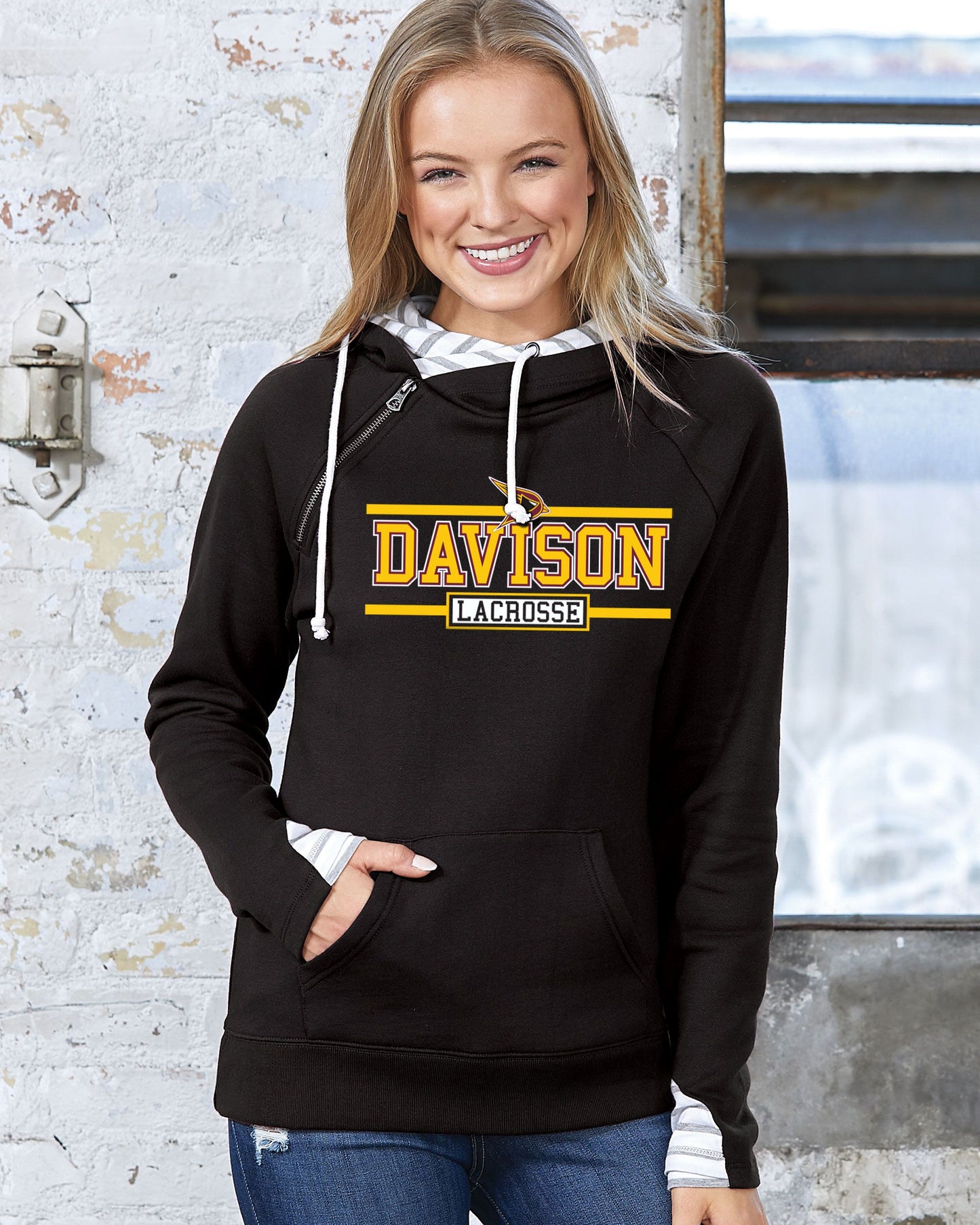 Davison Lacrosse Ladies Stripe Double Hood Pullover