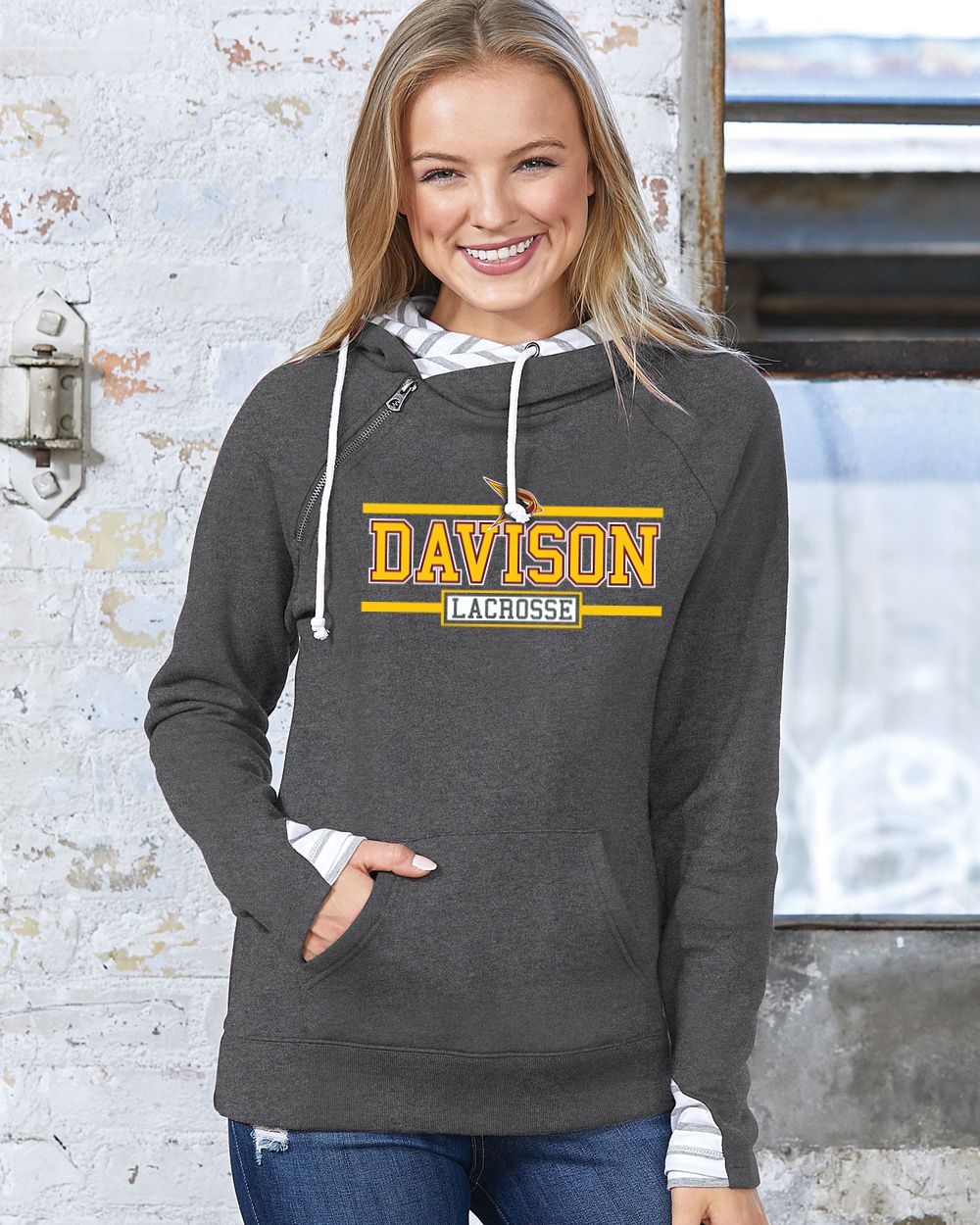 Davison Lacrosse Ladies Stripe Double Hood Pullover