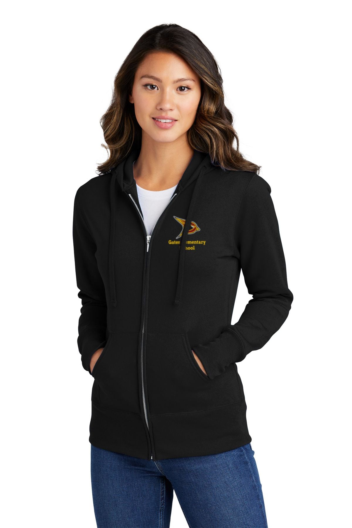 Gates Elementary Ladies Full Zip Cotton Hooded Pullover