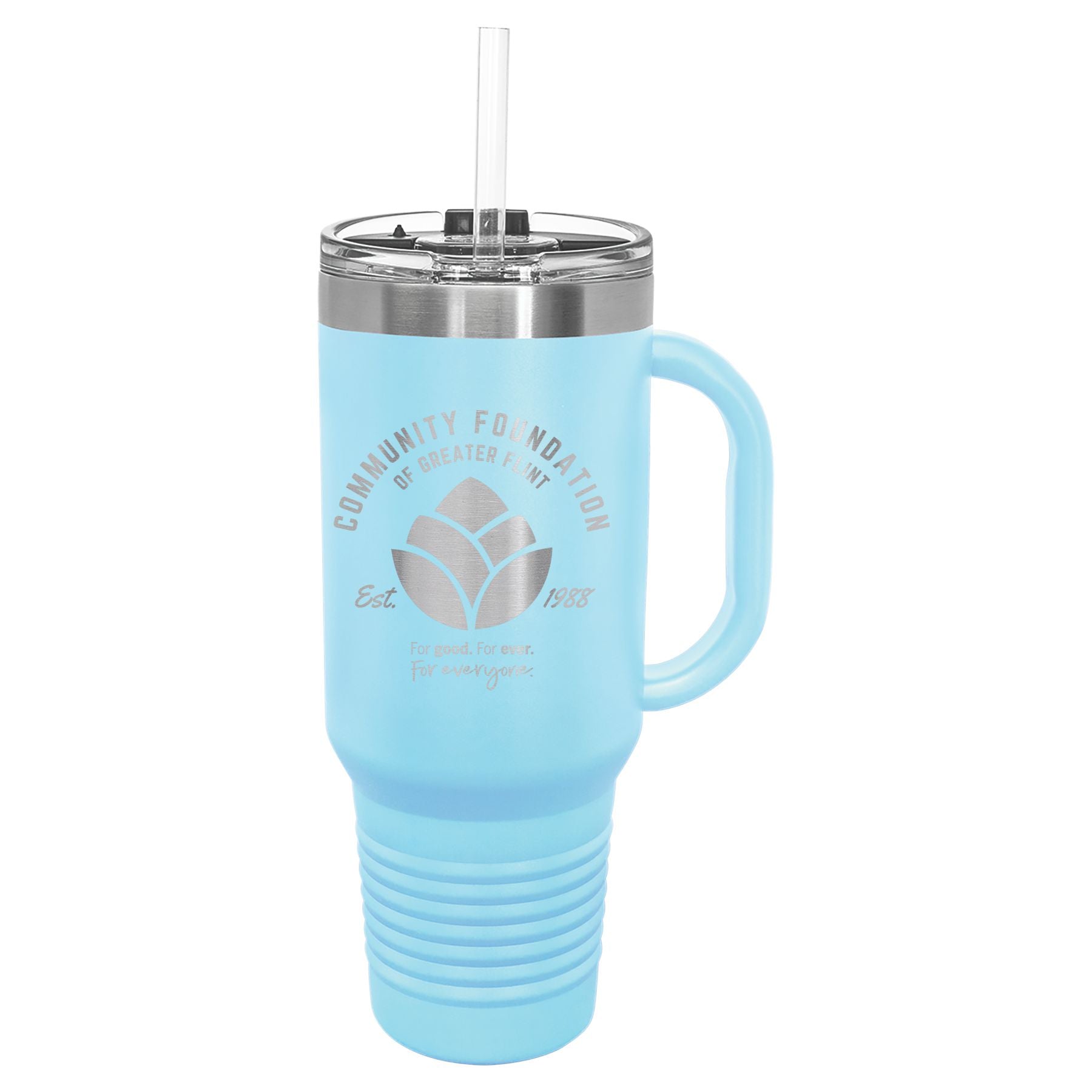 Community Foundation of Greater Flint 40 oz. Travel Mug with Handle & Straw