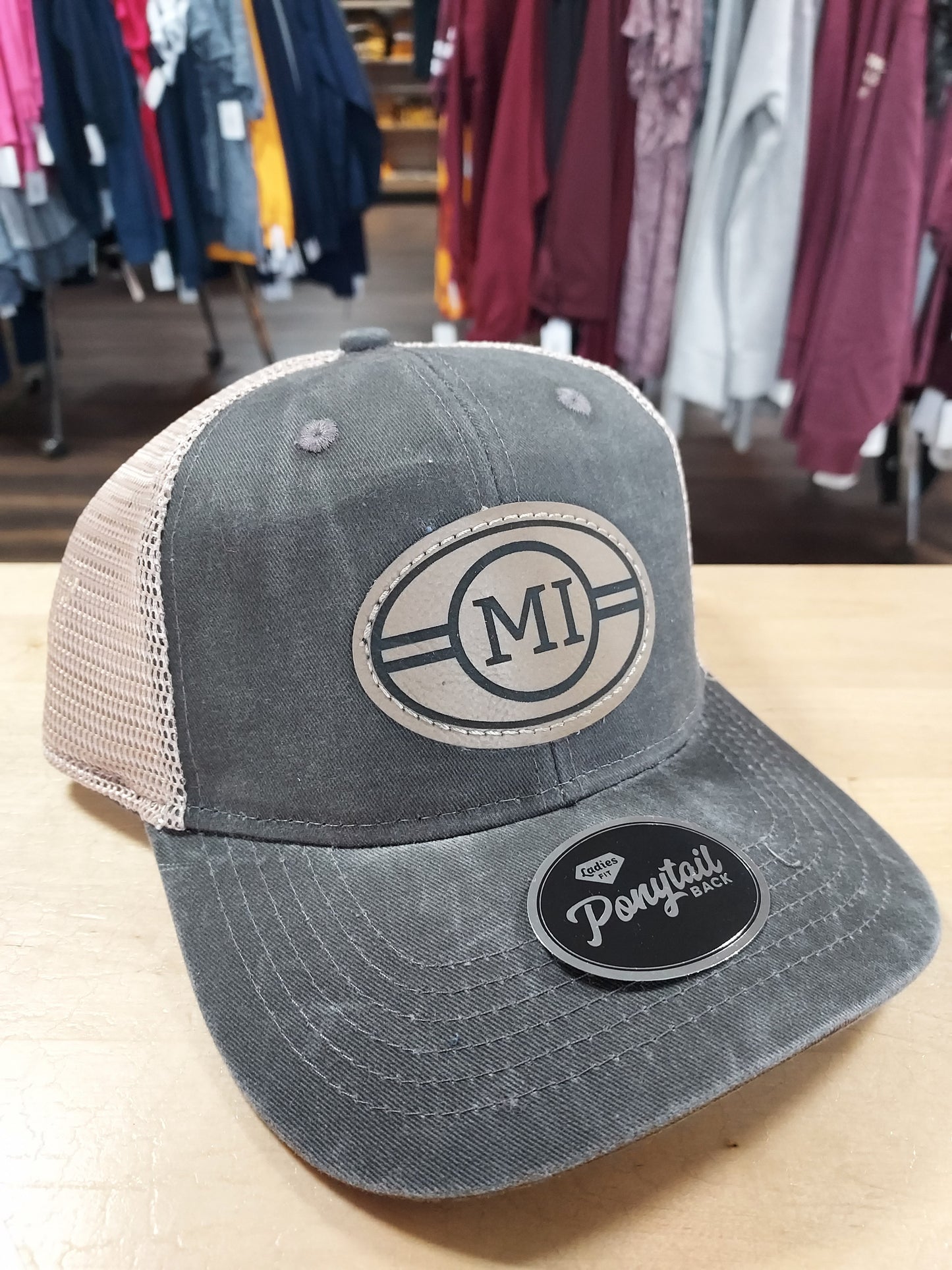 Michigan Circle Patch PONY TAIL Women's Cap