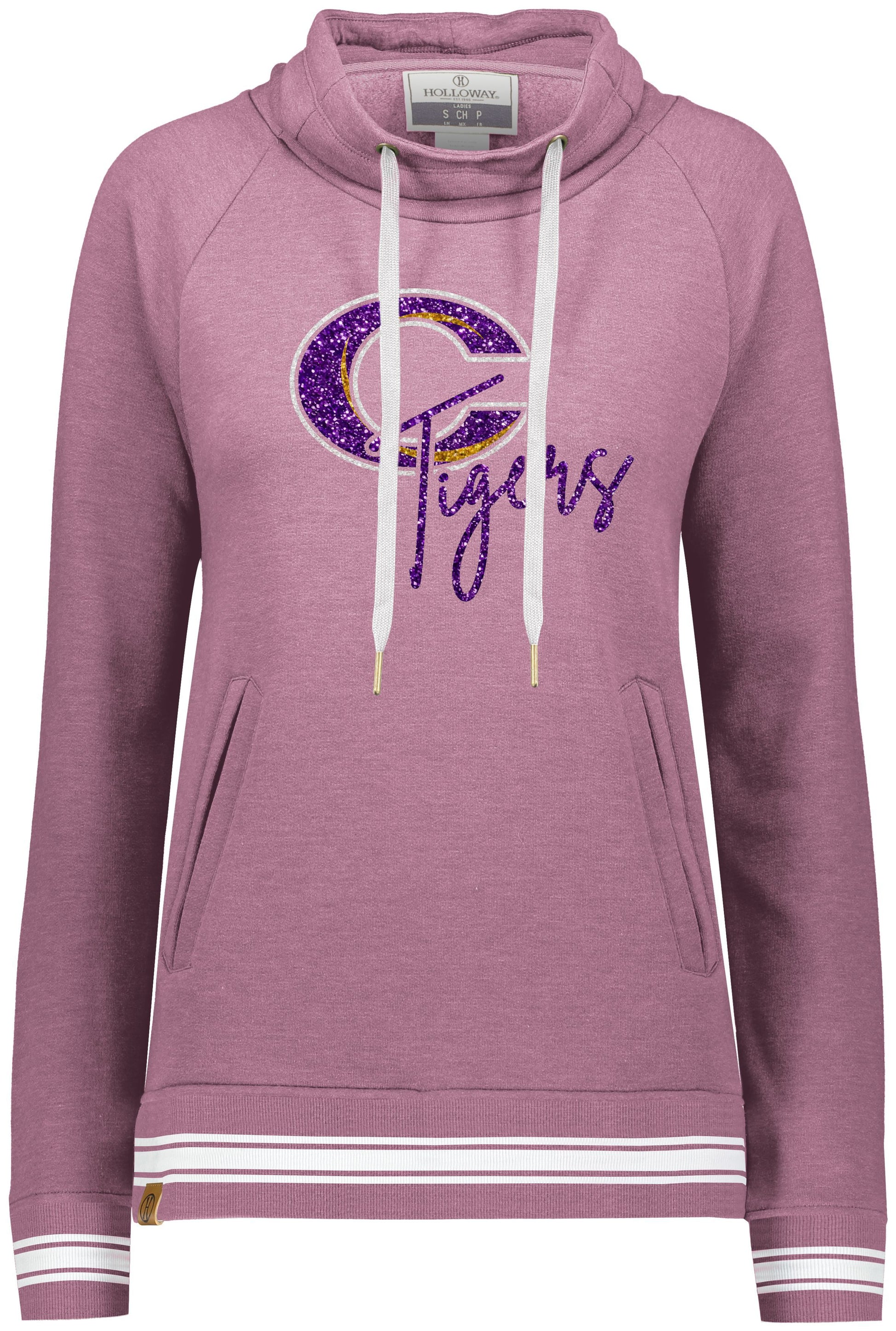 Caro Tigers GLITTER Ladies Ivy Funnel Neck Sweatshirt - Schall