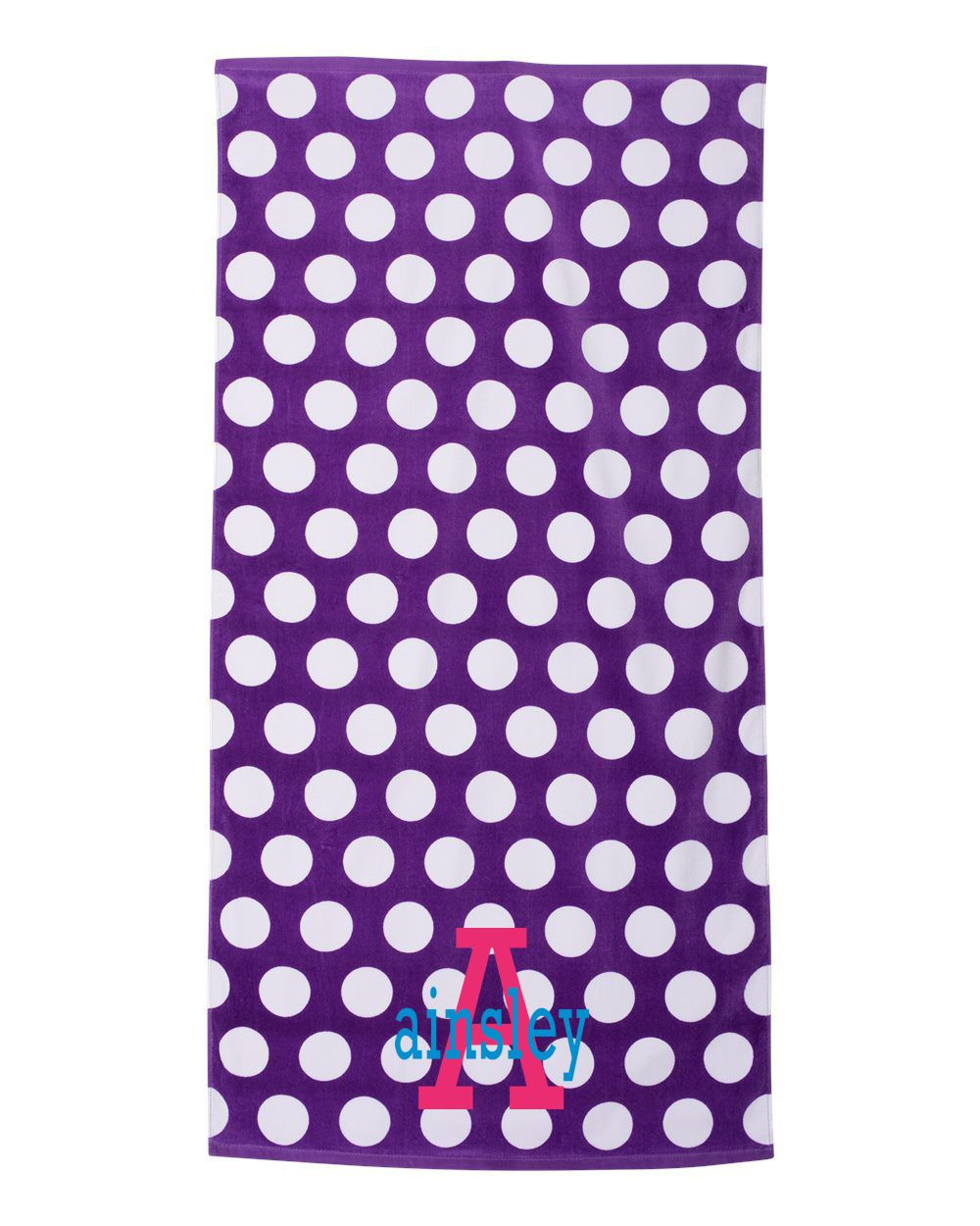 Polka-dot Velour Beach Towel with Embroidery