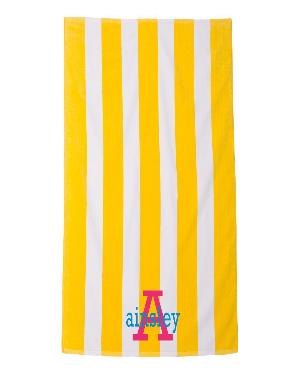 Cabana Stripe Velour Beach Towel with Embroidery