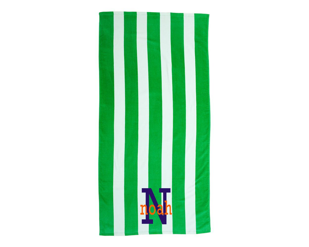 Cabana Stripe Velour Beach Towel with Embroidery