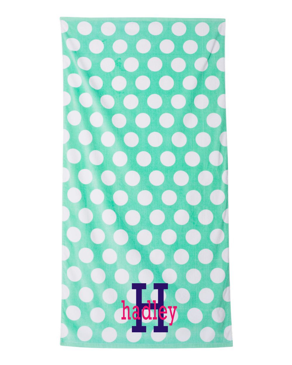 Polka-dot Velour Beach Towel with Embroidery