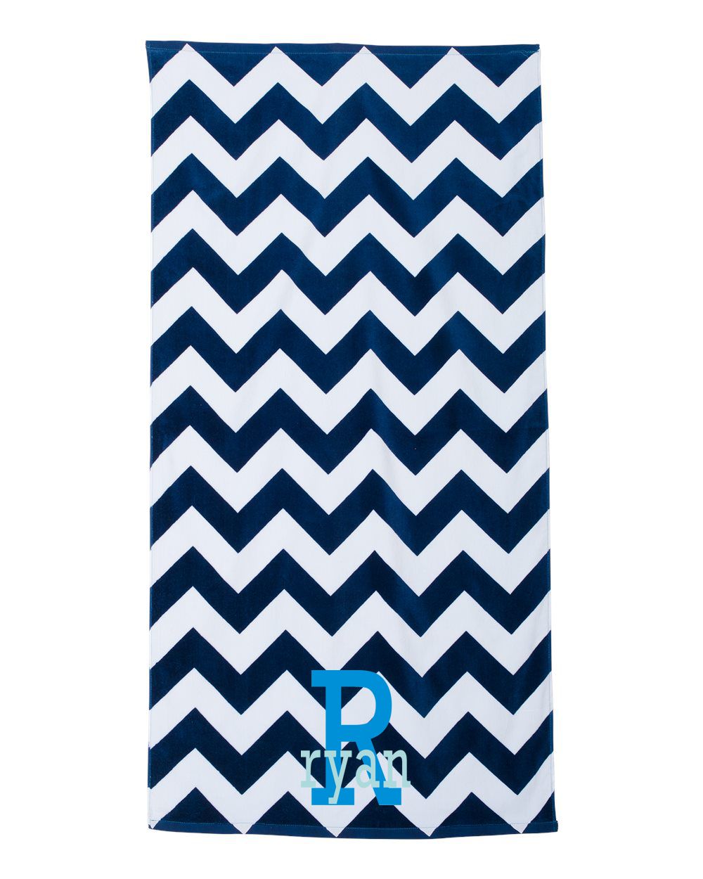 Chevron Velour Beach Towel with Embroidery