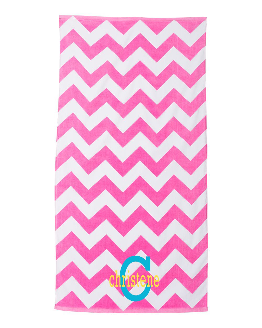 Chevron Velour Beach Towel with Embroidery