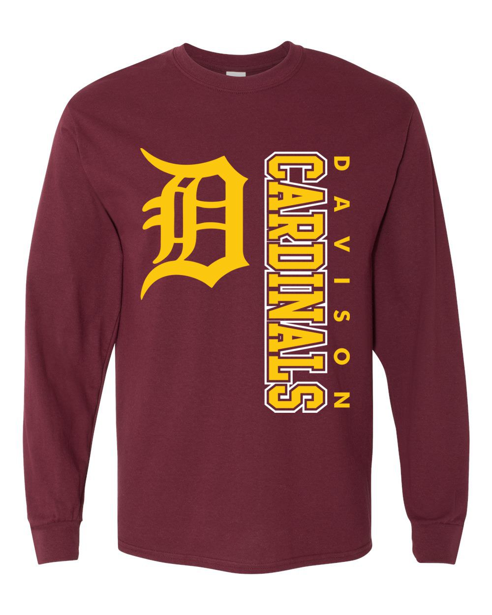 Maroon Down The Side Davison Long Sleeve Shirt