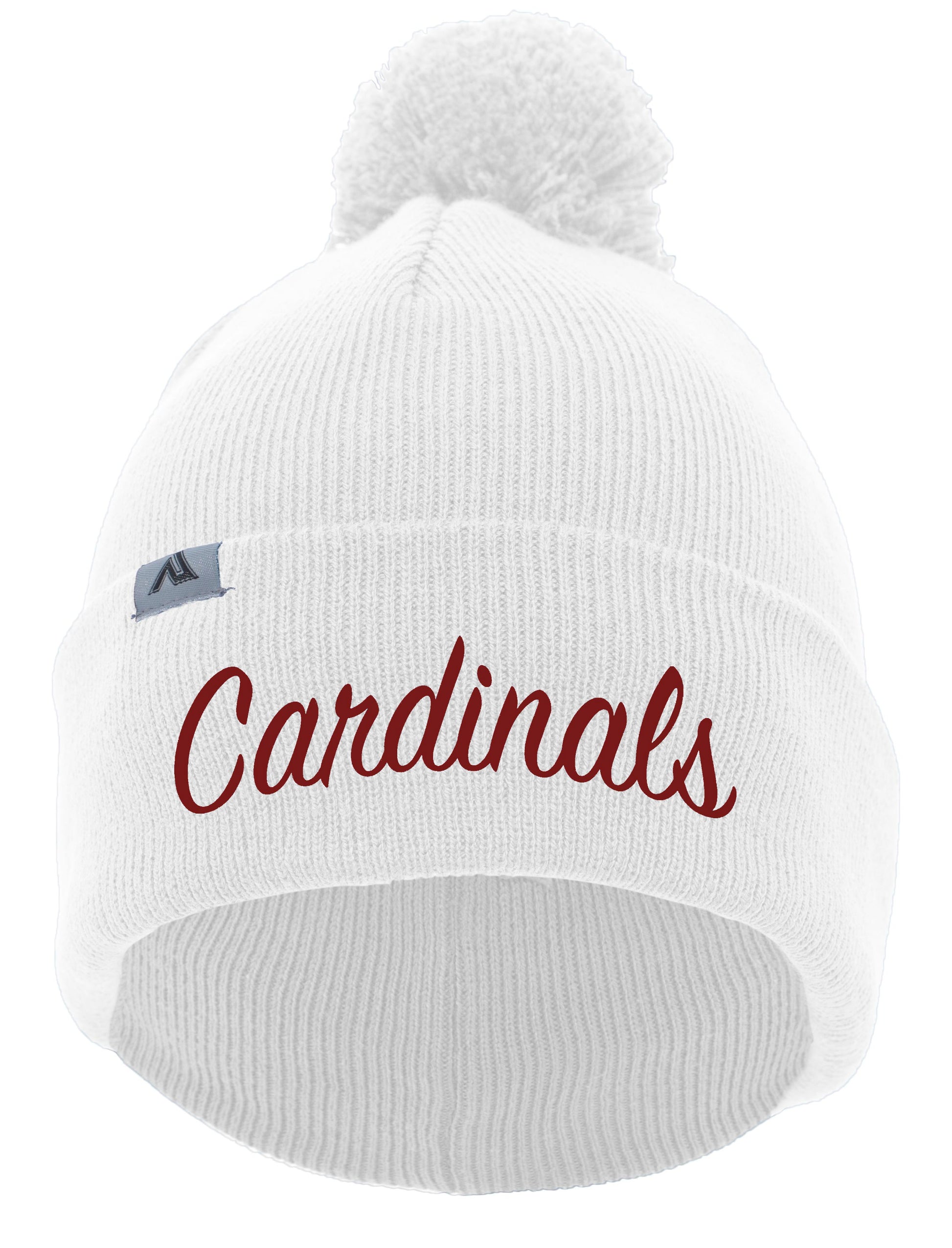 Cardinals Script Knit Fold Over Pom-Pom Beanie