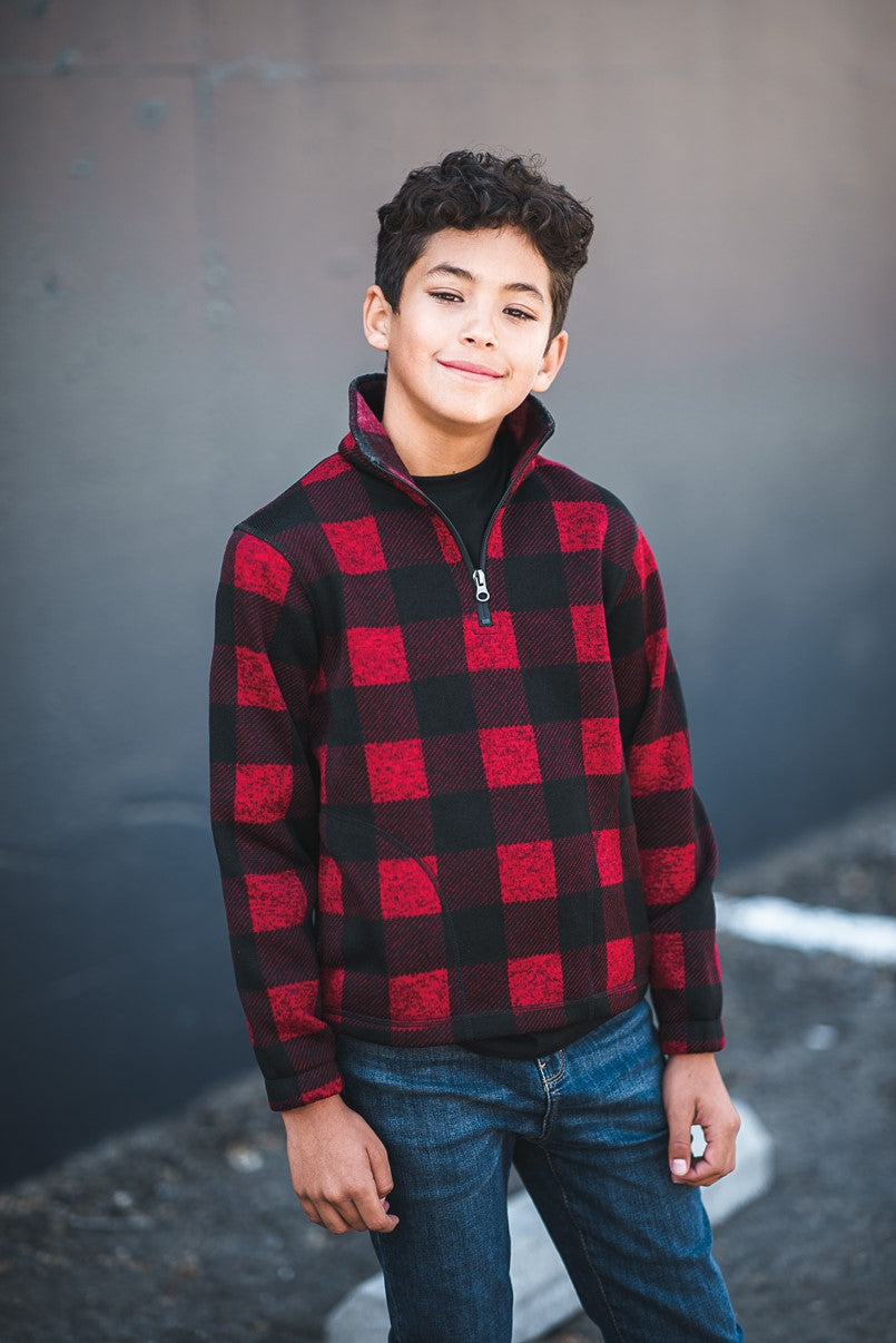 KODIAK Youth Plaid Quarter Zip