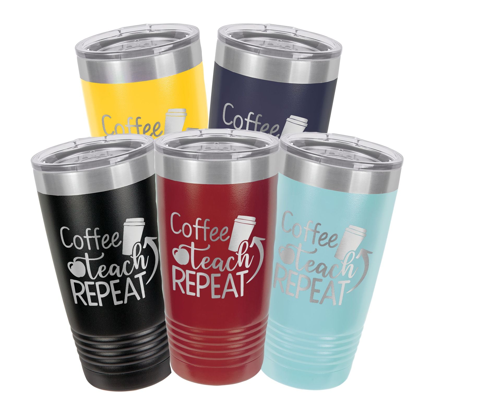 Coffee Teach Repeat Engraved 20oz Ringneck Tumbler