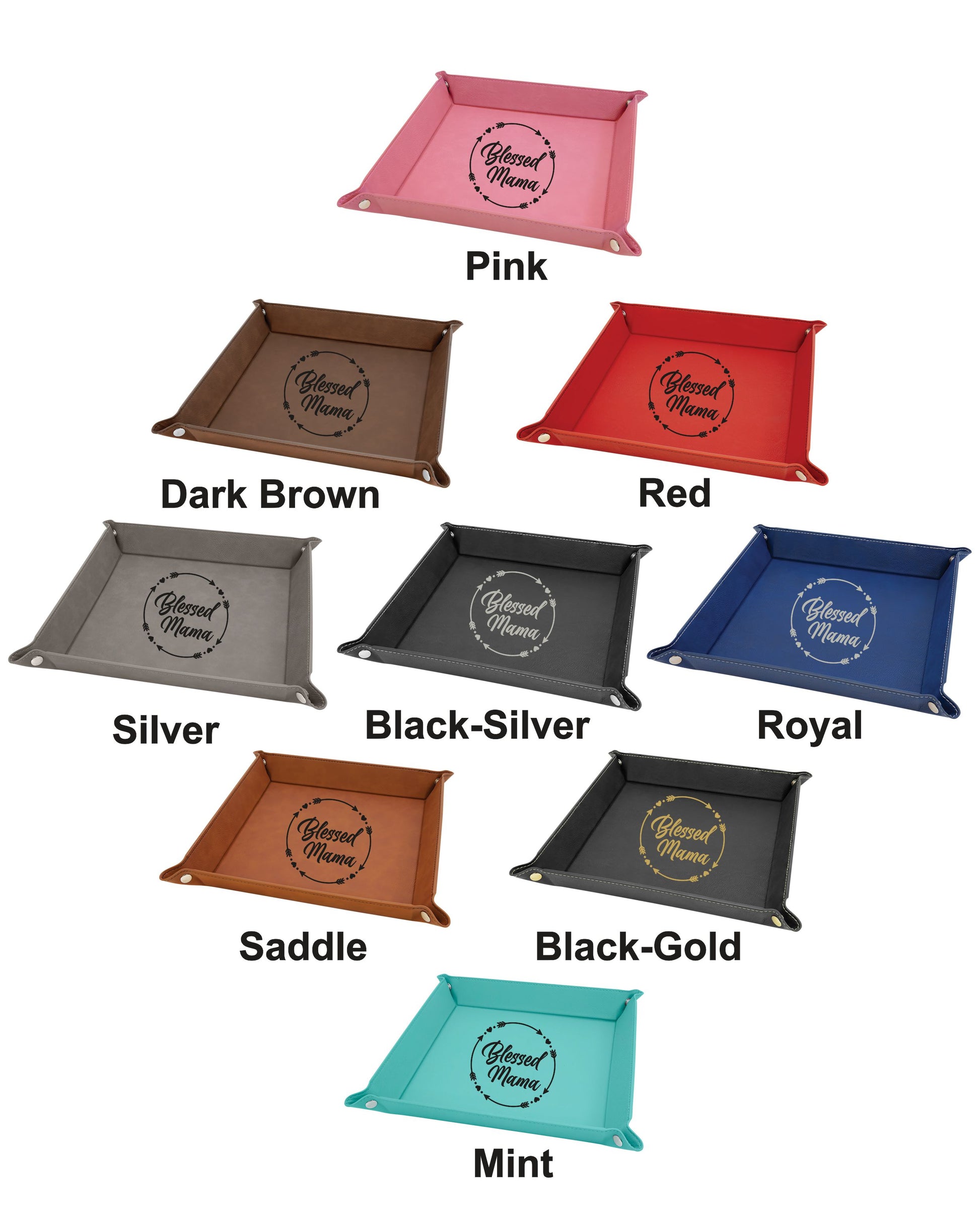 Blessed Mama Faux Leather Snap Up Tray