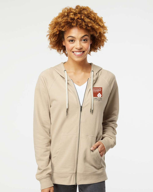 Community Foundation of Greater Flint Lightweight Loopback Terry Full-Zip Hooded Sweatshirt