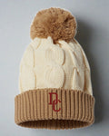 Cream DC Chunk Twist Knit Beanie With Cuff