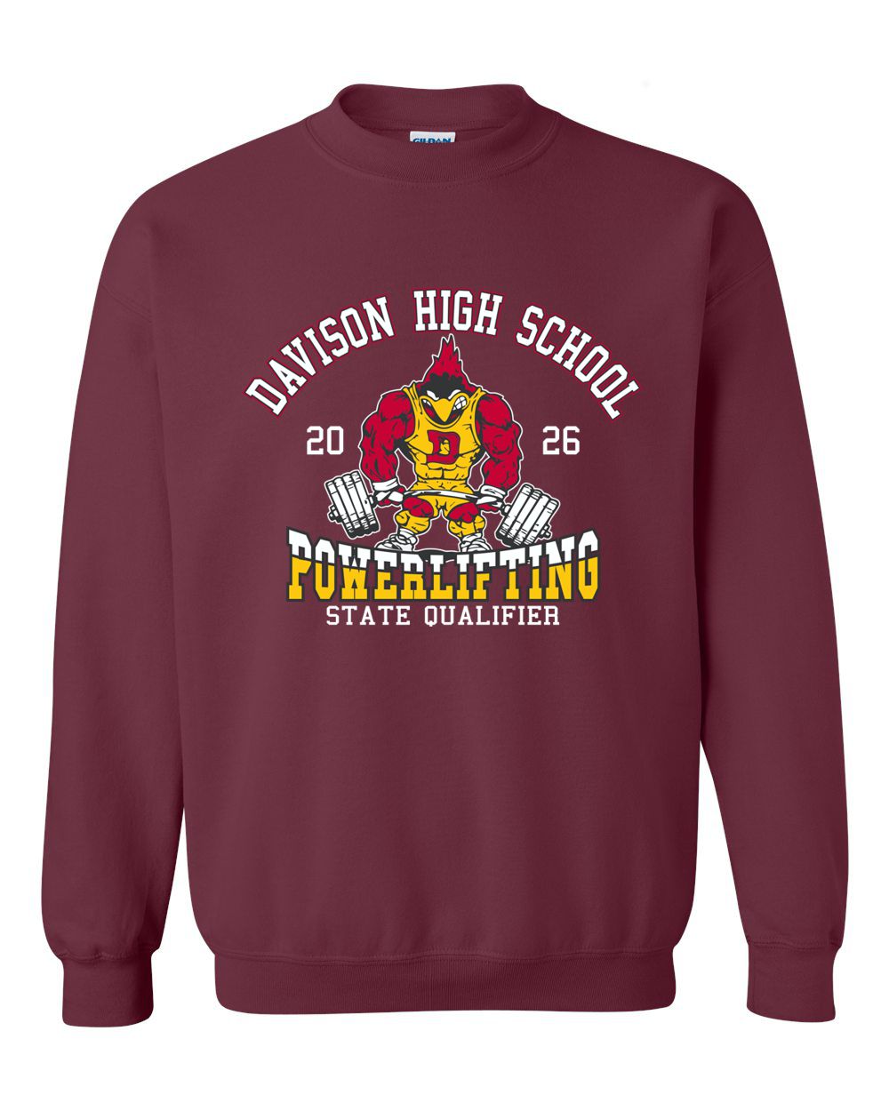 Davison Powerlifting STATE QUALIFIER Basic Crew Sweatshirt