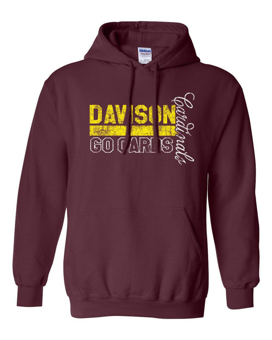 Davison Cardinals Distressed Script Basic Hoodie