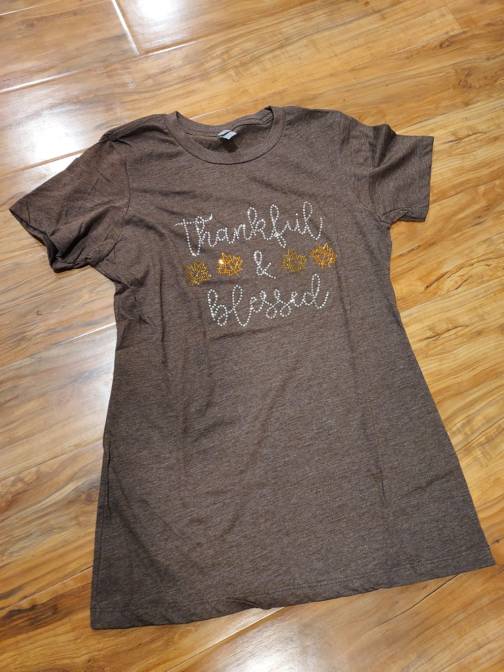 Thankful & Blessed Rhinestone Ladies Tee