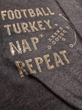 Football Turkey Nap Repeat Rhinestone Ladies Tee