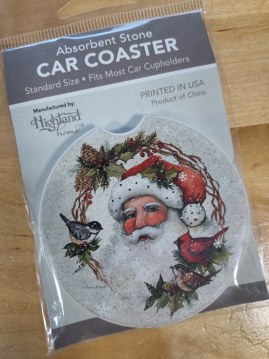 Santa with Birds Car Coaster