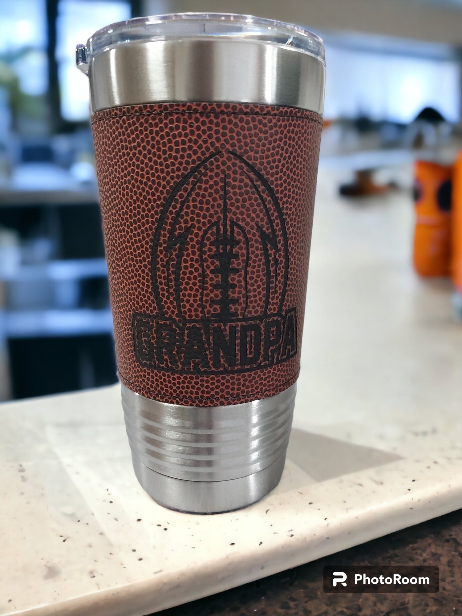 Football GRANDPA Wrapped Engraved 20oz Tumbler