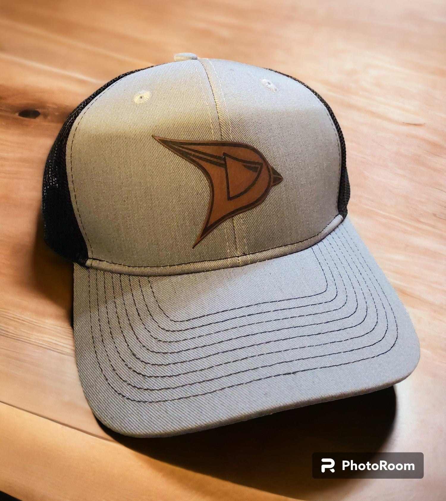 Davison Cardinal Black/Grey Leather Patch Snap Back Hat