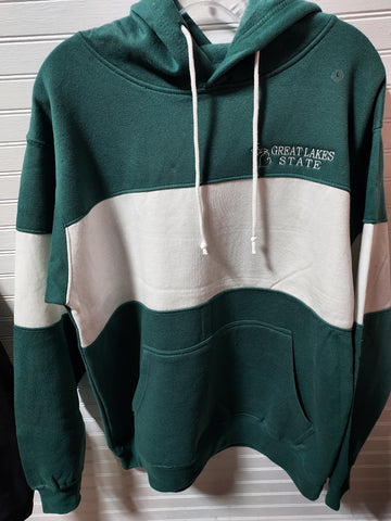 Great Lakes State Mallard Green Classic Fleece Colorblocked Hooded Sweatshirt