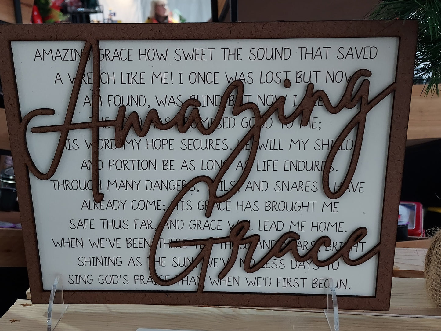 Amazing Grace Lyrics Wood Display 5x7