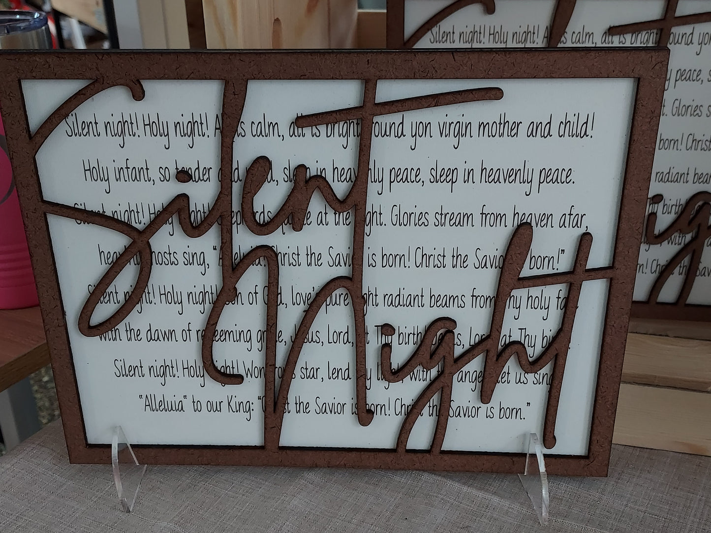 Silent Night Lyrics Wood Display 8x10