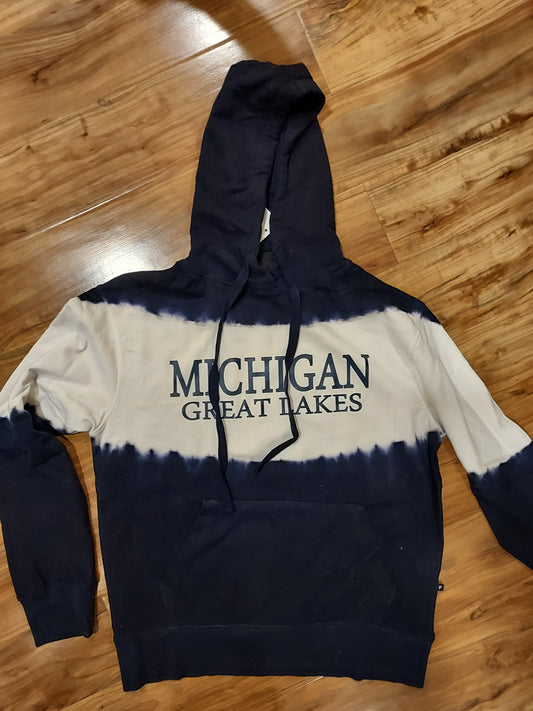 Michigan Great Lakes Navy/White Tie Dye Hooded Sweatshirt