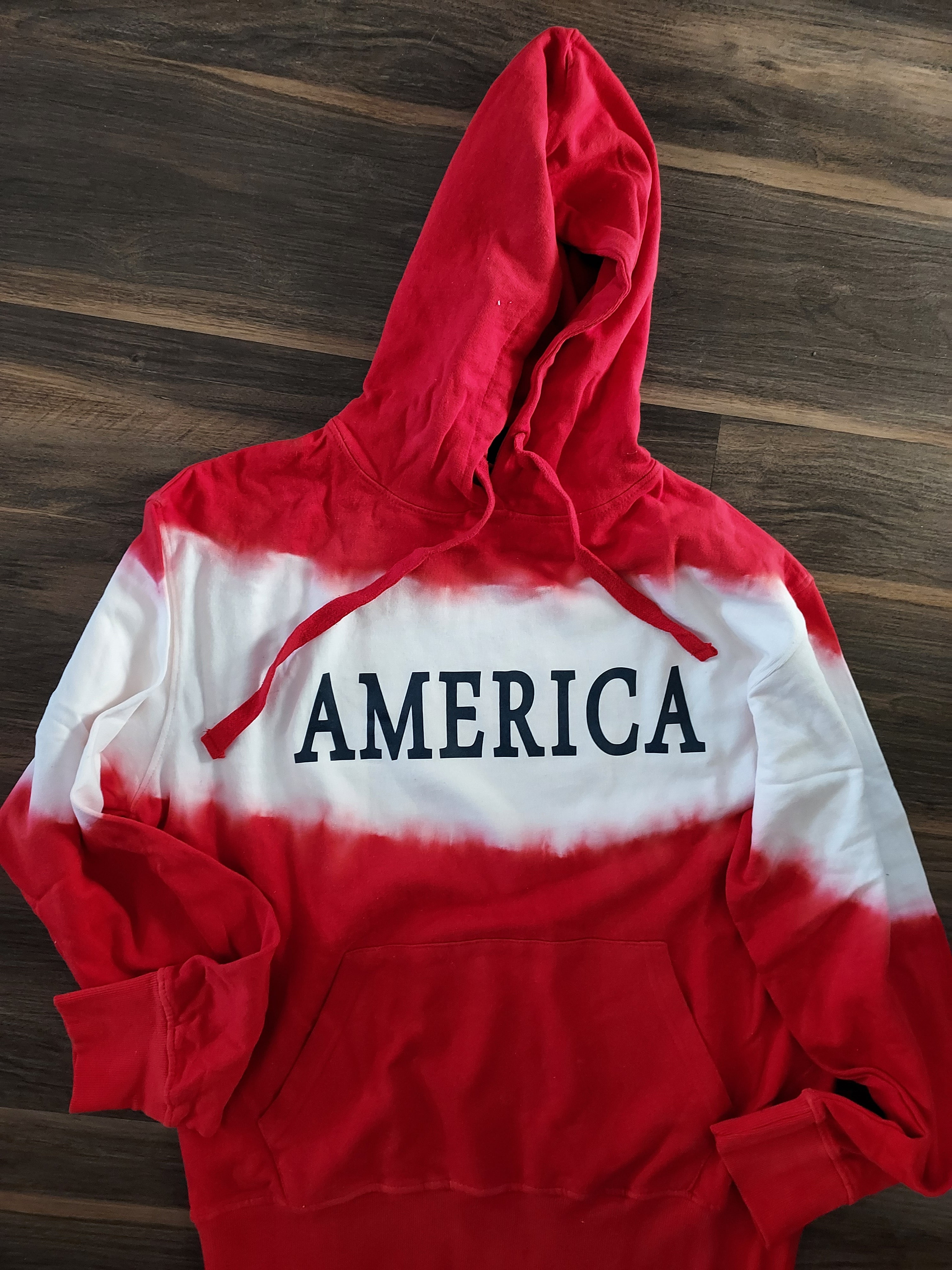 America Red/White Tie Dye Hooded Sweatshirt