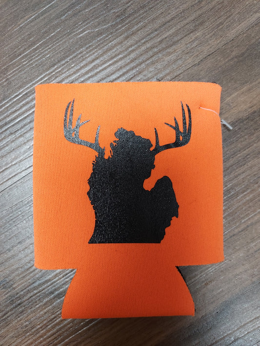 Orange Michigan Antler Can Koozie