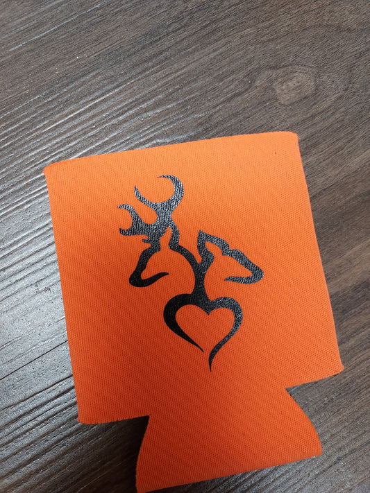 Orange Deer Heart Can Koozie